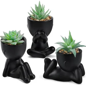 3 Pack Fake Plants Artificial Succulents Plants for Room Bathroom Home Office Desk Accessories Decor