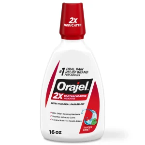 Orajel Toothache Rinse, Pain Relieving Analgesic & Astringent Oral Rinse, Soothing Mint